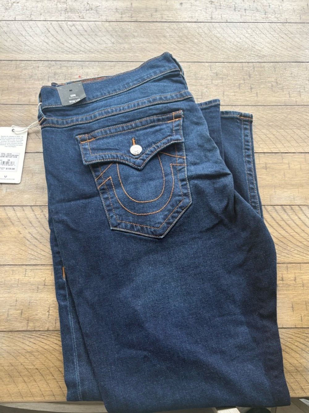 True Religion men’s Indigo Skinny Jeans with Contrast Stitching